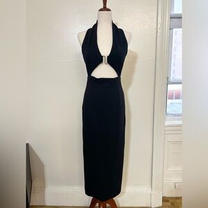 Zara Black Halter Neck Open Back Midi Dress